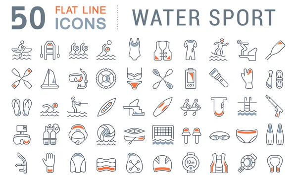 Zestaw ikon linii wektorowej sportów wodnych. — Wektor stockowy
