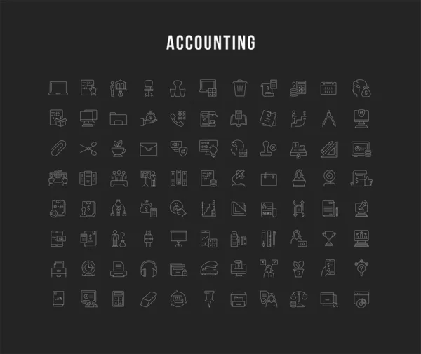 Conjunto de iconos de línea vectorial de contabilidad — Vector de stock