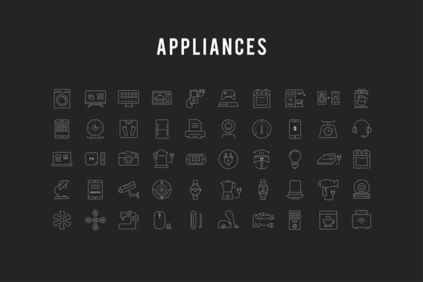 Set Vector Flat Line Icons Appliance