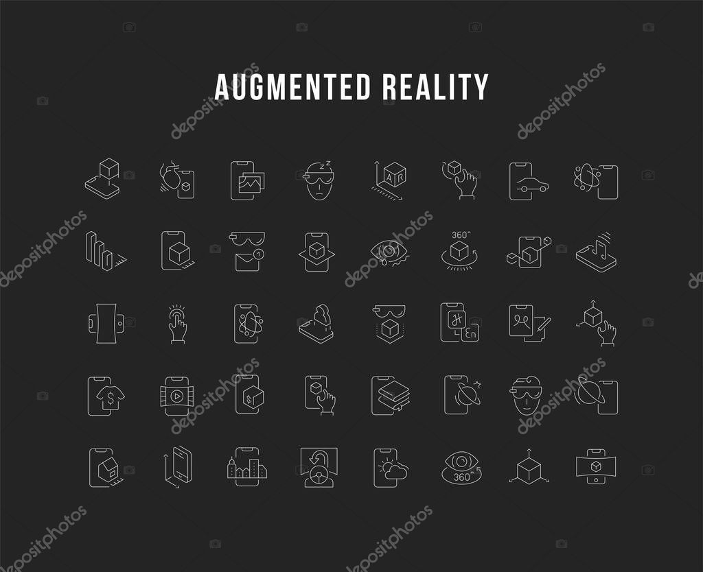 Set of linear icons of augmented reality.