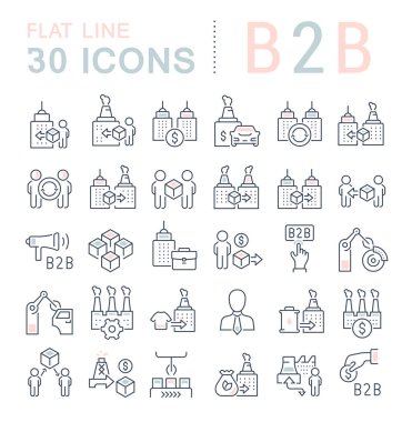 B2b Vektör Çizgisi Simgelerini Ayarla