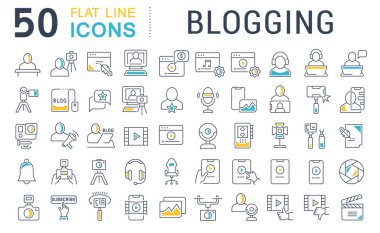 Bloglama nın Vektör Çizgisi Simgelerini Ayarla