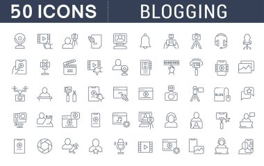 Bloglama nın Vektör Çizgisi Simgelerini Ayarla