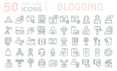 Bloglama nın Vektör Çizgisi Simgelerini Ayarla