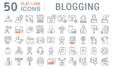 Bloglama nın Vektör Çizgisi Simgelerini Ayarla