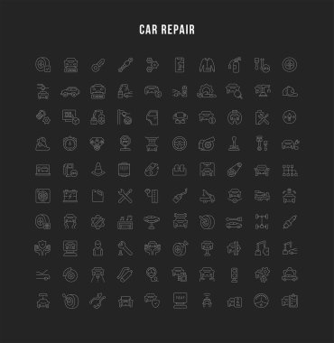 Araç Tamirinin Vektör Çizgisi Simgelerini Ayarla