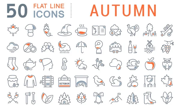 Set de iconos de línea vectorial de otoño — Archivo Imágenes Vectoriales