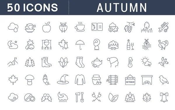 Set de iconos de línea vectorial de otoño — Vector de stock