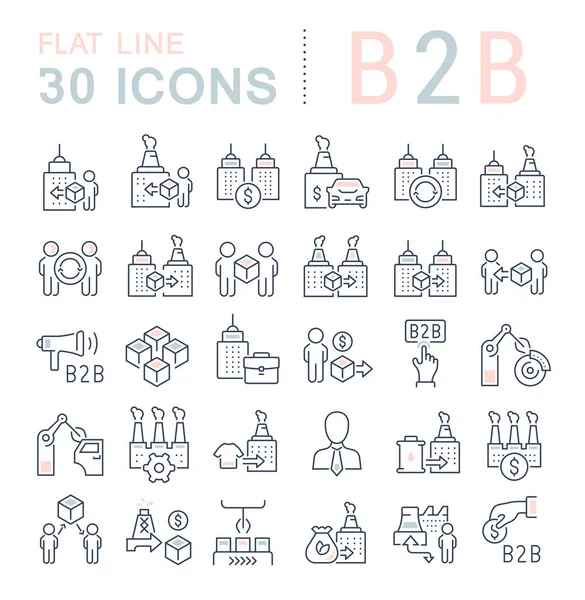 Définir les icônes de ligne vectorielle de B2B — Image vectorielle