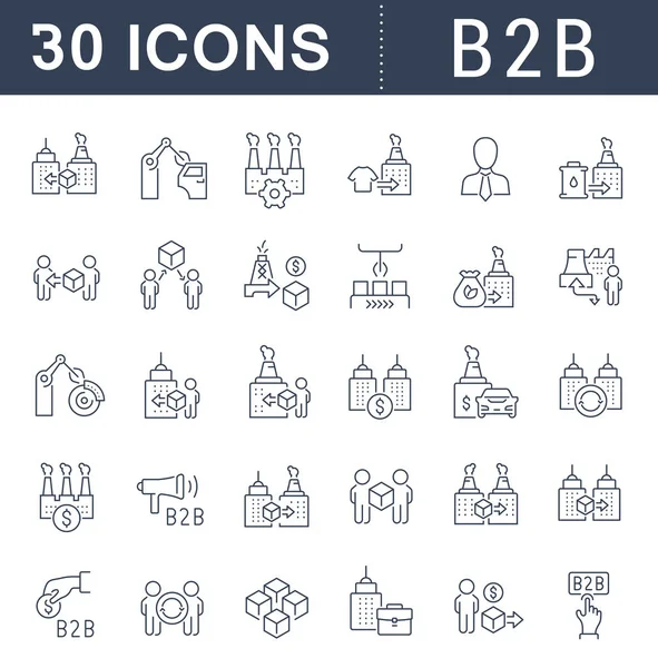 Set Vector Line Icons of B2B — Stock Vector