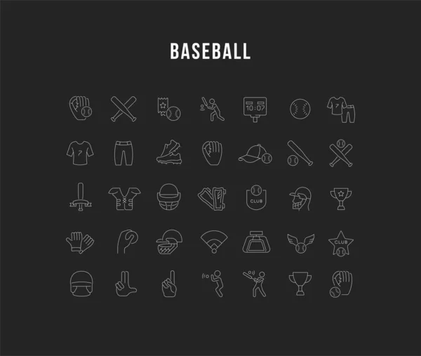 Vector lijn iconen van honkbal instellen — Stockvector