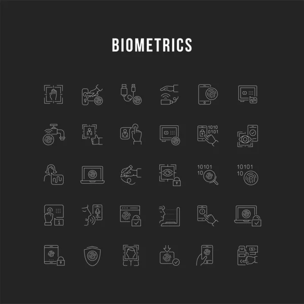 Vektorzeilensymbole der Biometrie setzen — Stockvektor