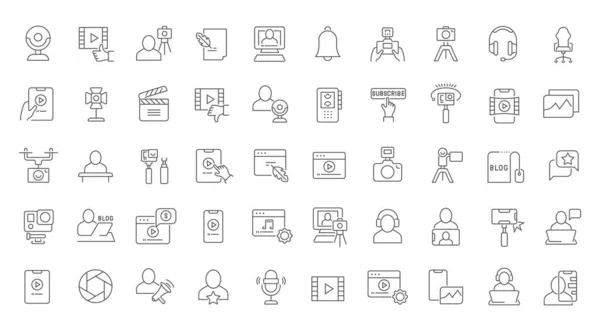 Establecer iconos de línea vectorial de blogueo — Vector de stock