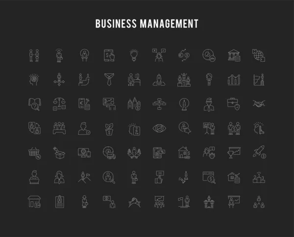 Set de iconos de línea vectorial de gestión empresarial — Archivo Imágenes Vectoriales