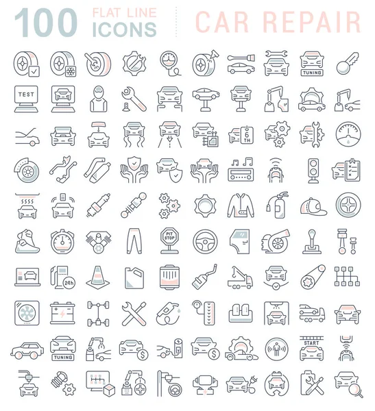 Set Vector Line Icons of Car Repair — Stock Vector