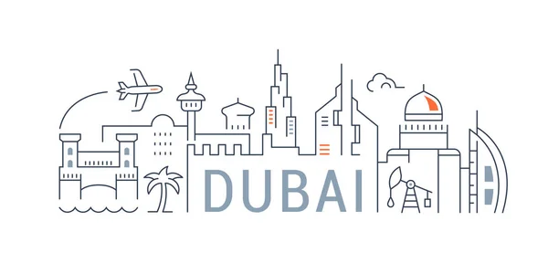 Linear Banner of Dubai — Stock Vector