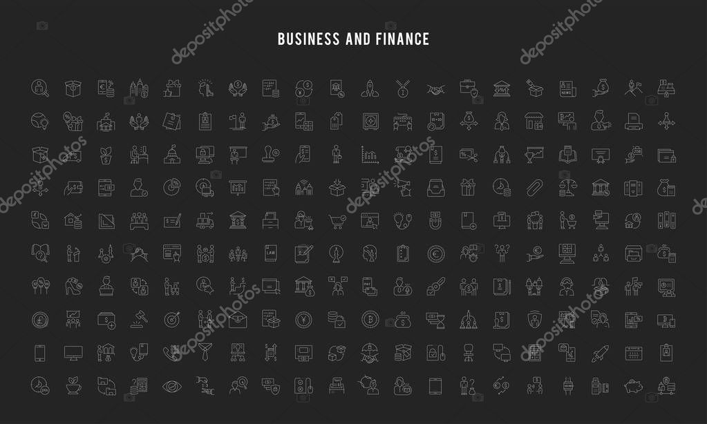 Set of vector line icons of business and finance for modern concepts, web and apps.