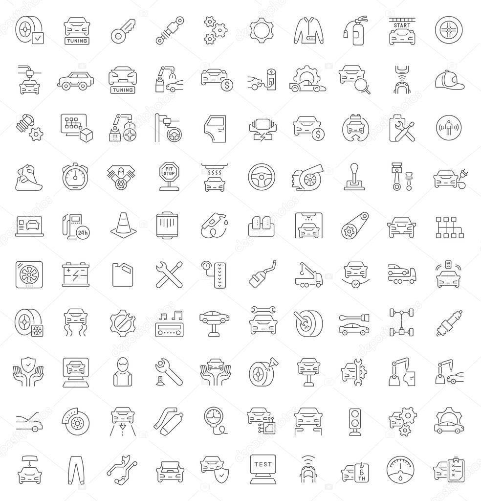 Set Vector Line Icons of Car Repair