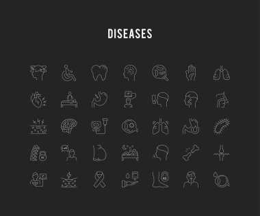 Hasta, vektör düz çizgi Icons set