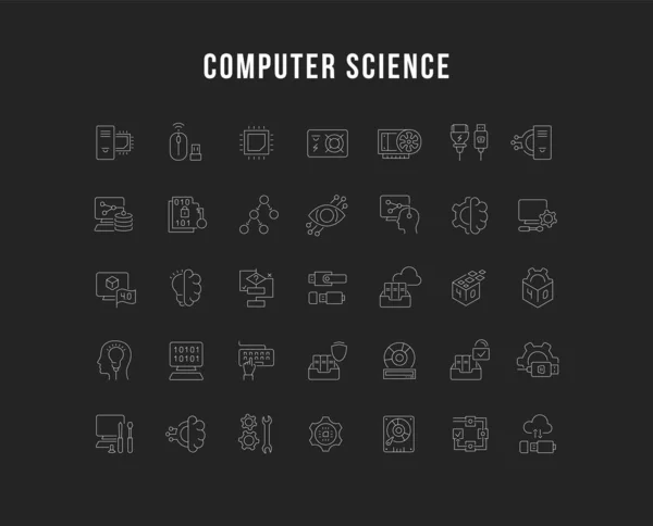 Vektorzeilensymbole der Informatik setzen — Stockvektor