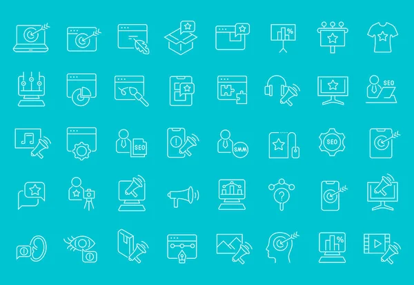 Conjunto de iconos de línea de marketing de contenidos — Vector de stock