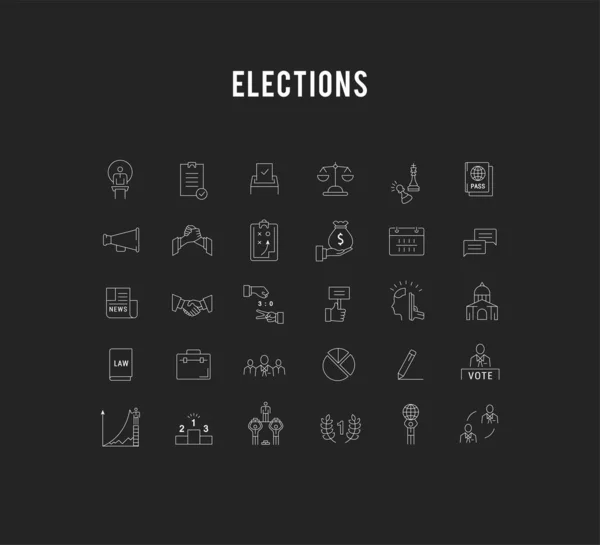 Set Vector Flat Line Iconos Elecciones — Archivo Imágenes Vectoriales