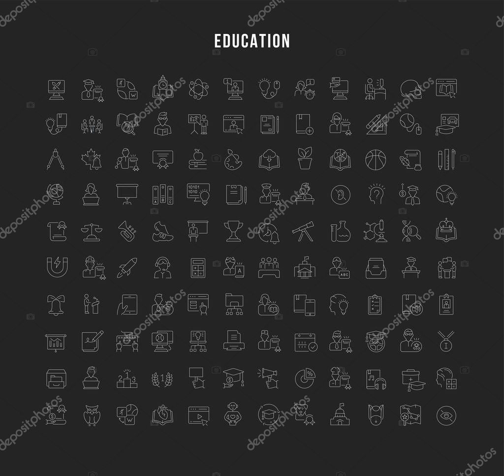 Set of vector line icons of education for modern concepts, web and apps.