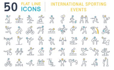 Uluslararası Spor Olaylarının Vektör Hattı Simgelerini Ayarla