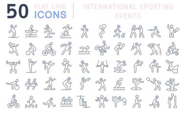 Uluslararası Spor Olaylarının Vektör Hattı Simgelerini Ayarla
