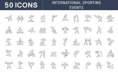 Uluslararası Spor Olaylarının Vektör Hattı Simgelerini Ayarla
