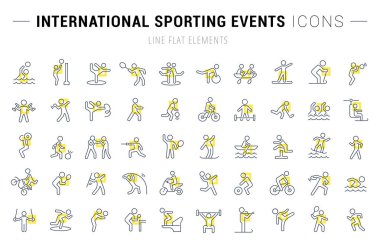 Uluslararası Spor Olaylarının Vektör Hattı Simgelerini Ayarla