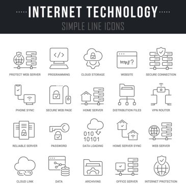 İnternet Teknolojisinin Vektör Satırı Simgelerini Ayarla