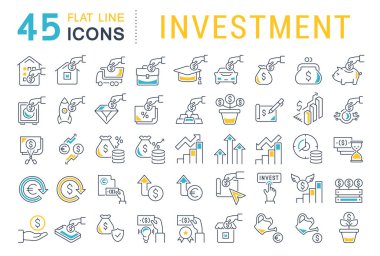 Set Vector Line Icons of Investment clipart