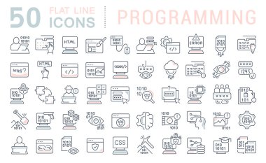 Programlama vektör çizgi simgeleri ayarlayın