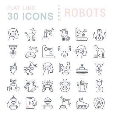 Robotların Vektör Çizgisi Simgelerini Ayarla