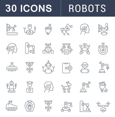 Robotların Vektör Çizgisi Simgelerini Ayarla