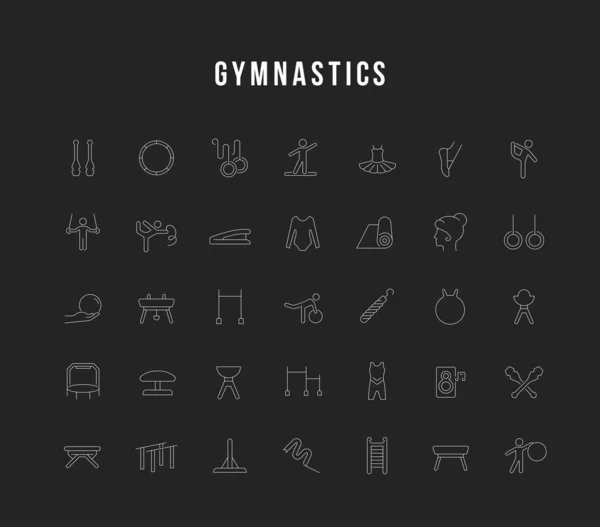 Set vektor linje ikoner för gymnastik — Stock vektor