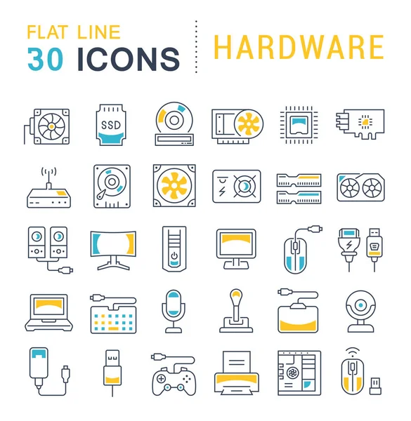 Set de iconos de línea vectorial de hardware — Archivo Imágenes Vectoriales