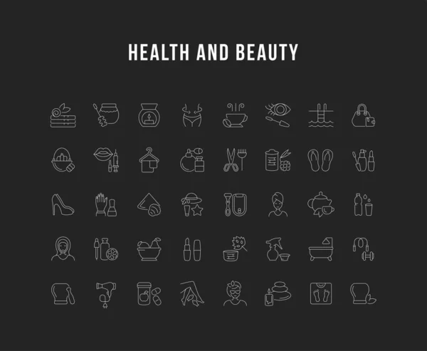 Set Vector Line Iconos de Belleza y Salud — Archivo Imágenes Vectoriales