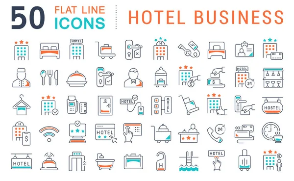 Serie icone della linea vettoriale di Hotel Business — Vettoriale Stock