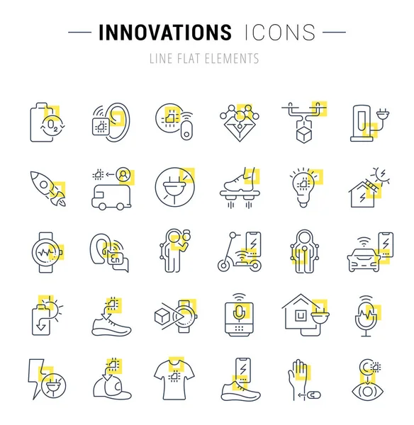 Sammlung linearer Ikonen von Innovationen — Stockvektor