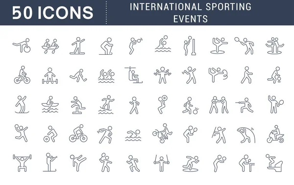 Set de iconos de la línea vectorial de eventos deportivos internacionales — Archivo Imágenes Vectoriales