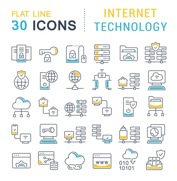 Set Vector Line Icons of Internet Technology — Stock Vector