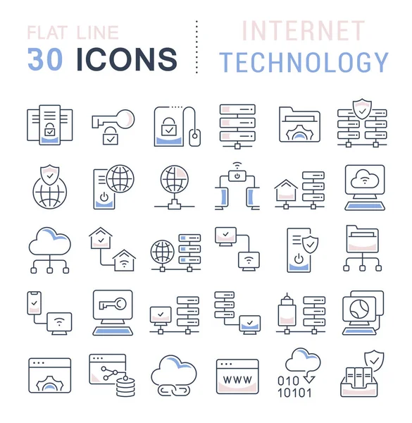 Set de iconos de la línea vectorial de tecnología de Internet — Archivo Imágenes Vectoriales