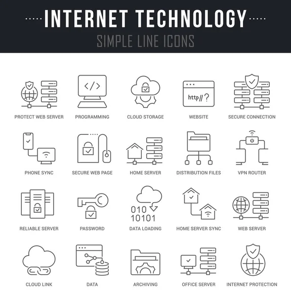 Set de iconos de la línea vectorial de tecnología de Internet — Archivo Imágenes Vectoriales