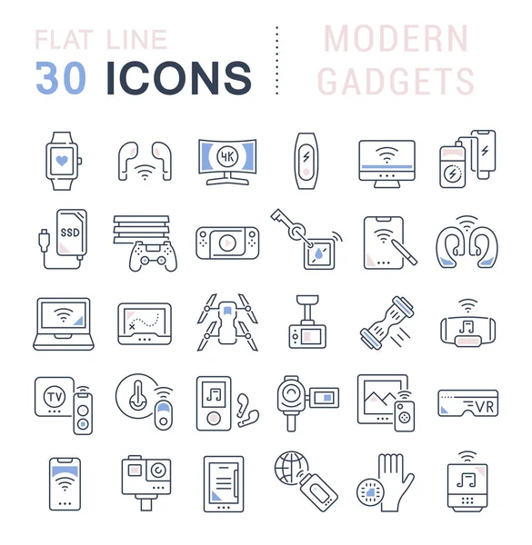 Set Vector Line Icons of Modern Gadgets — Stock Vector