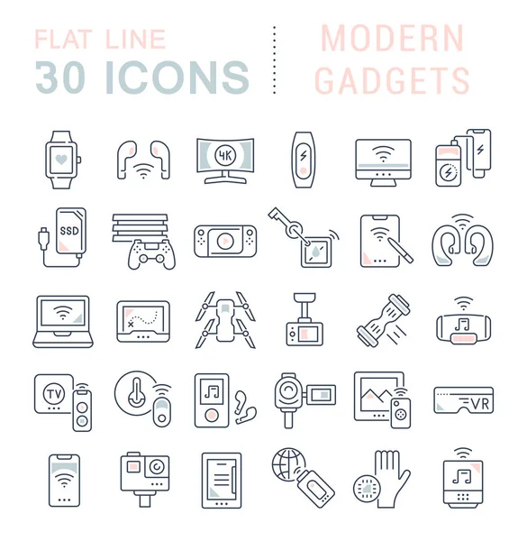 Set icone della linea vettoriale di gadget moderni — Vettoriale Stock
