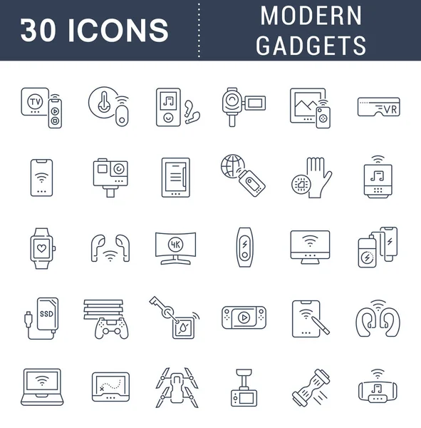 Set de iconos de línea vectorial de aparatos modernos — Vector de stock