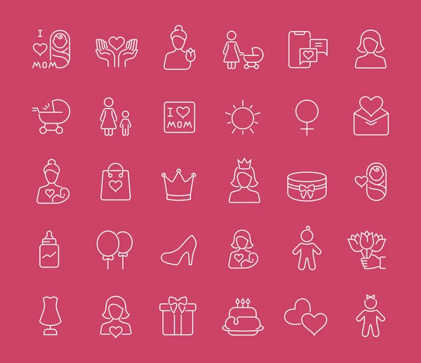 Set van lijn iconen van Mother's Day — Stockvector