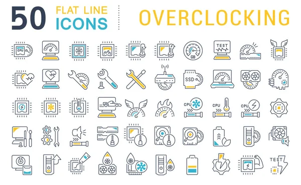 Set de iconos de línea vectorial de Overclocking — Archivo Imágenes Vectoriales